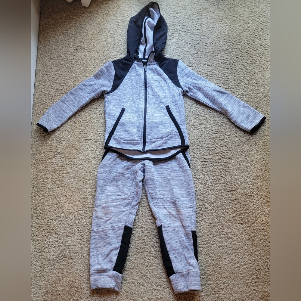 Champion Boys Gray Full Zip Hoodie & Pants 2-Piece Tracksuit - Size S (6-7)